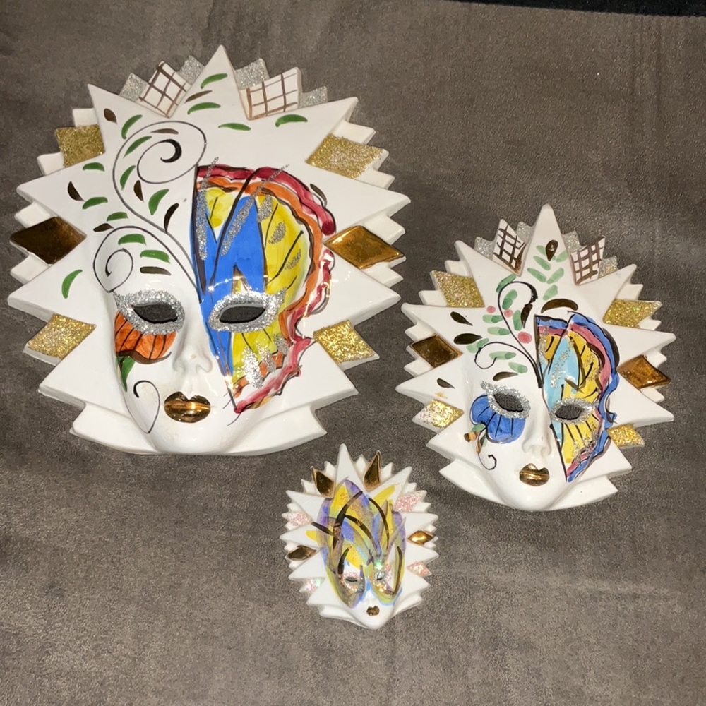 3 Harlequin masks handmade from Italy